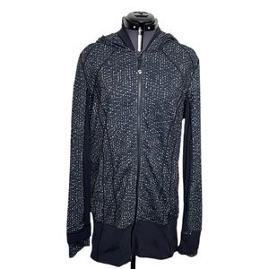 lululemon athletica Black Hooded Zip-Up Jacket with Subtle White Speckle